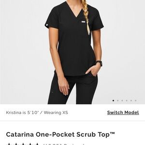 Figs Black Scrub Top